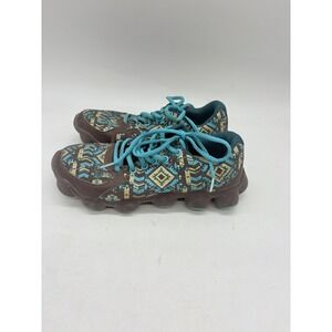 Crazy Train Womens‎ Size 8 Brown Turquoise Tan Lace Up Casual Athletic Shoes